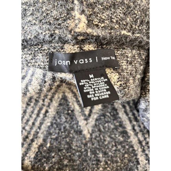 Joan Vass Womens Gray Beige Geometric Open Front Cardigan Sweater Size Medium - Picture 4 of 10